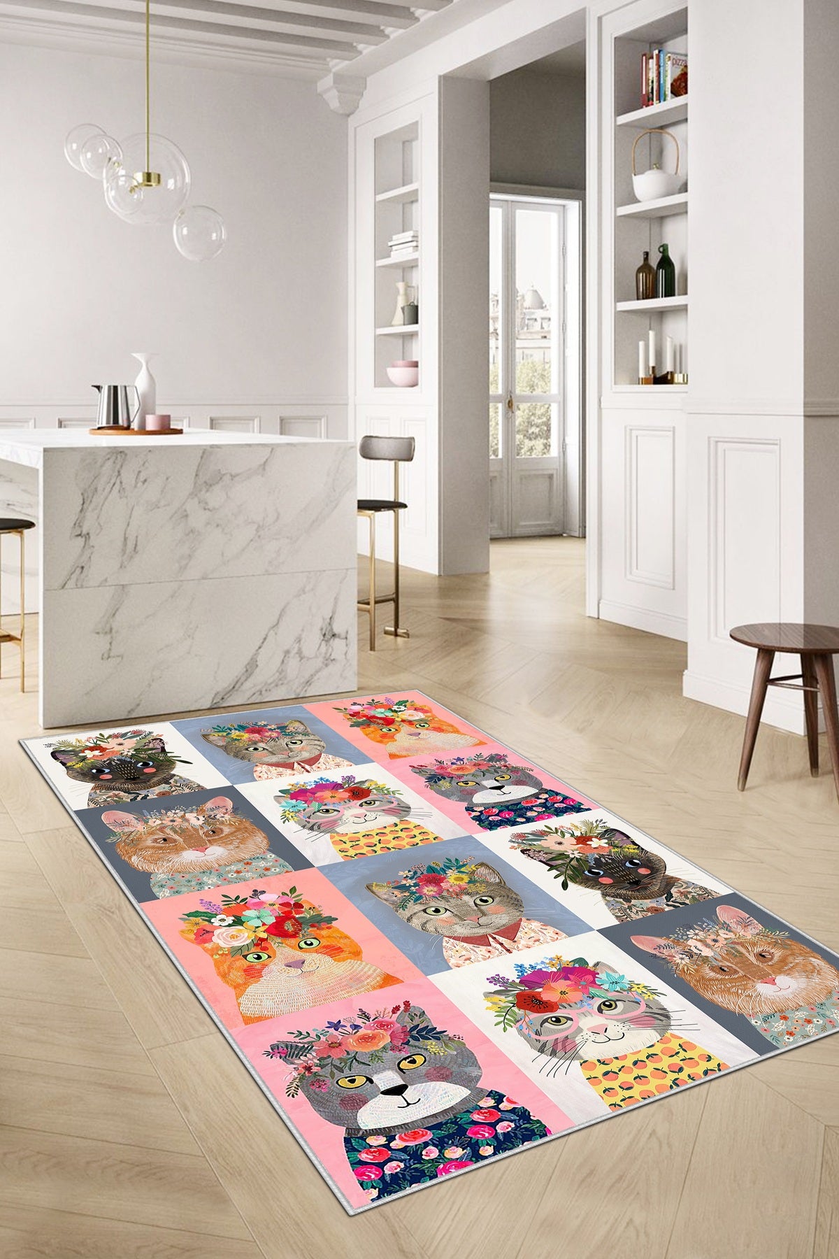 West Home Dijital Baskılı Yıkanabilir Kaymaz Taban Mutfak Halısı-387 Multy