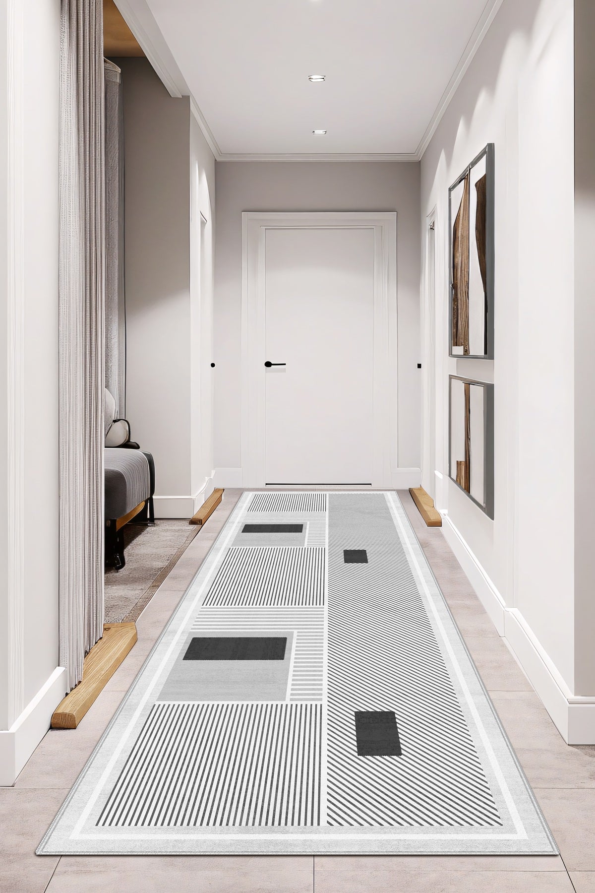 West Home Dijital Baskılı Yıkanabilir Kaymaz Taban Salon, Mutfak ve Yolluk Halısı - 616 Grey