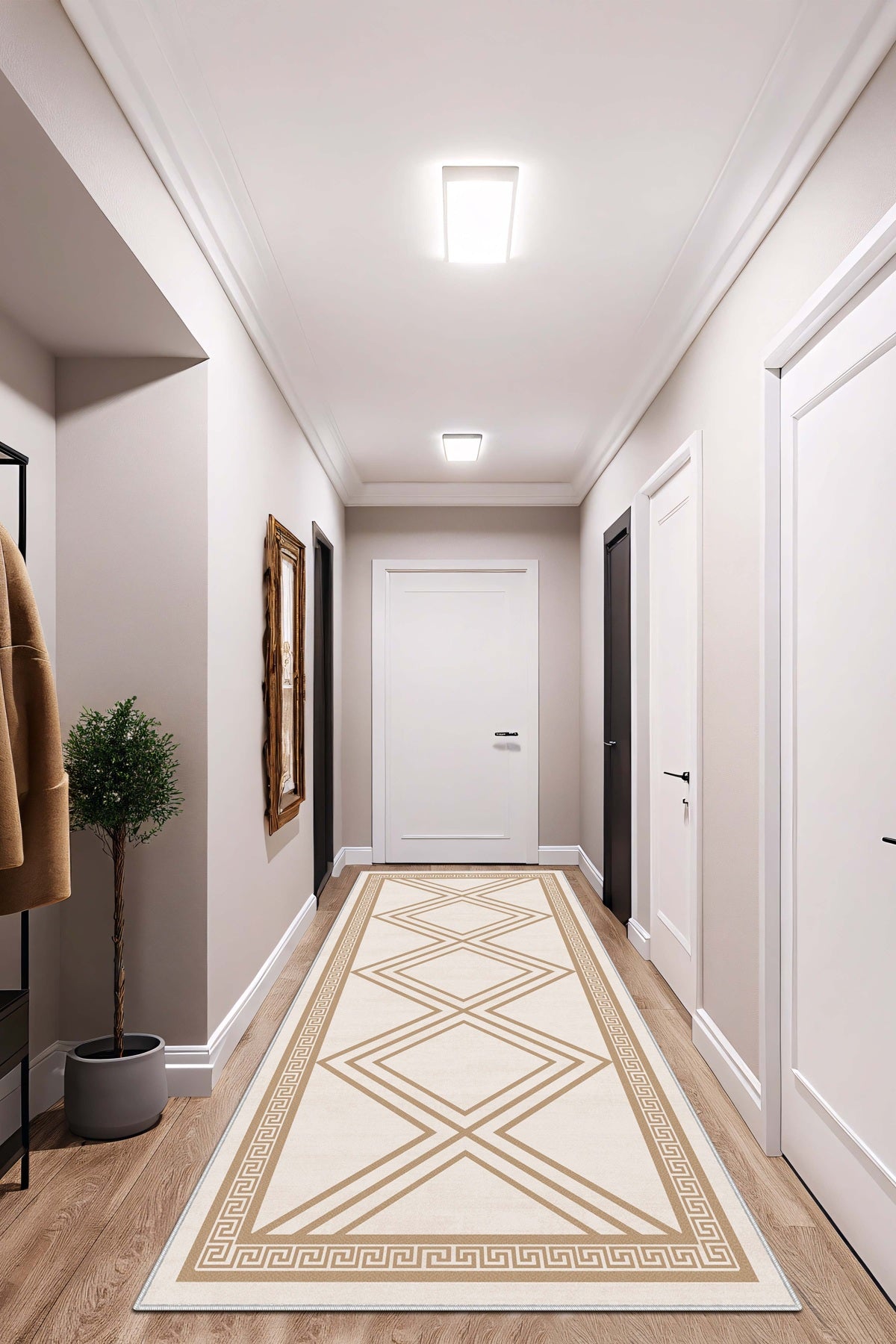 West Home Dijital Baskılı Yıkanabilir Kaymaz Taban Salon, Mutfak ve Yolluk Halısı-669 Beige