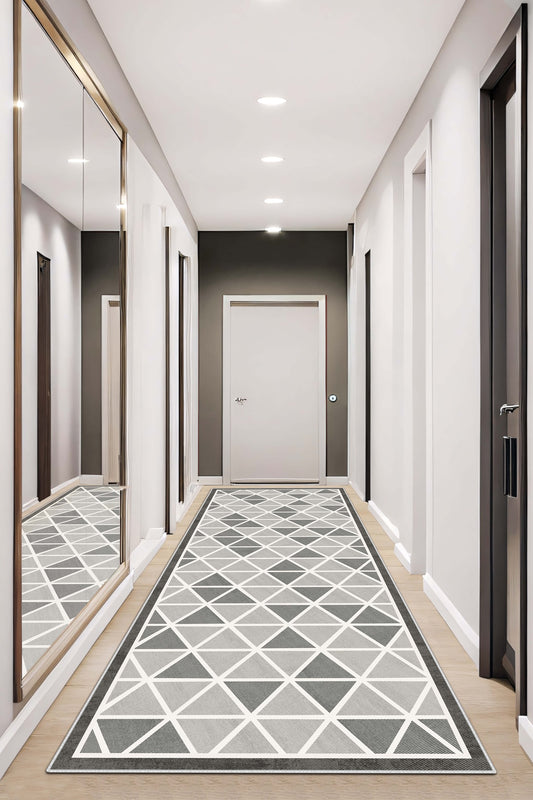 West Home Dijital Baskılı Yıkanabilir Kaymaz Taban Salon, Mutfak ve Yolluk Halısı-672 Grey
