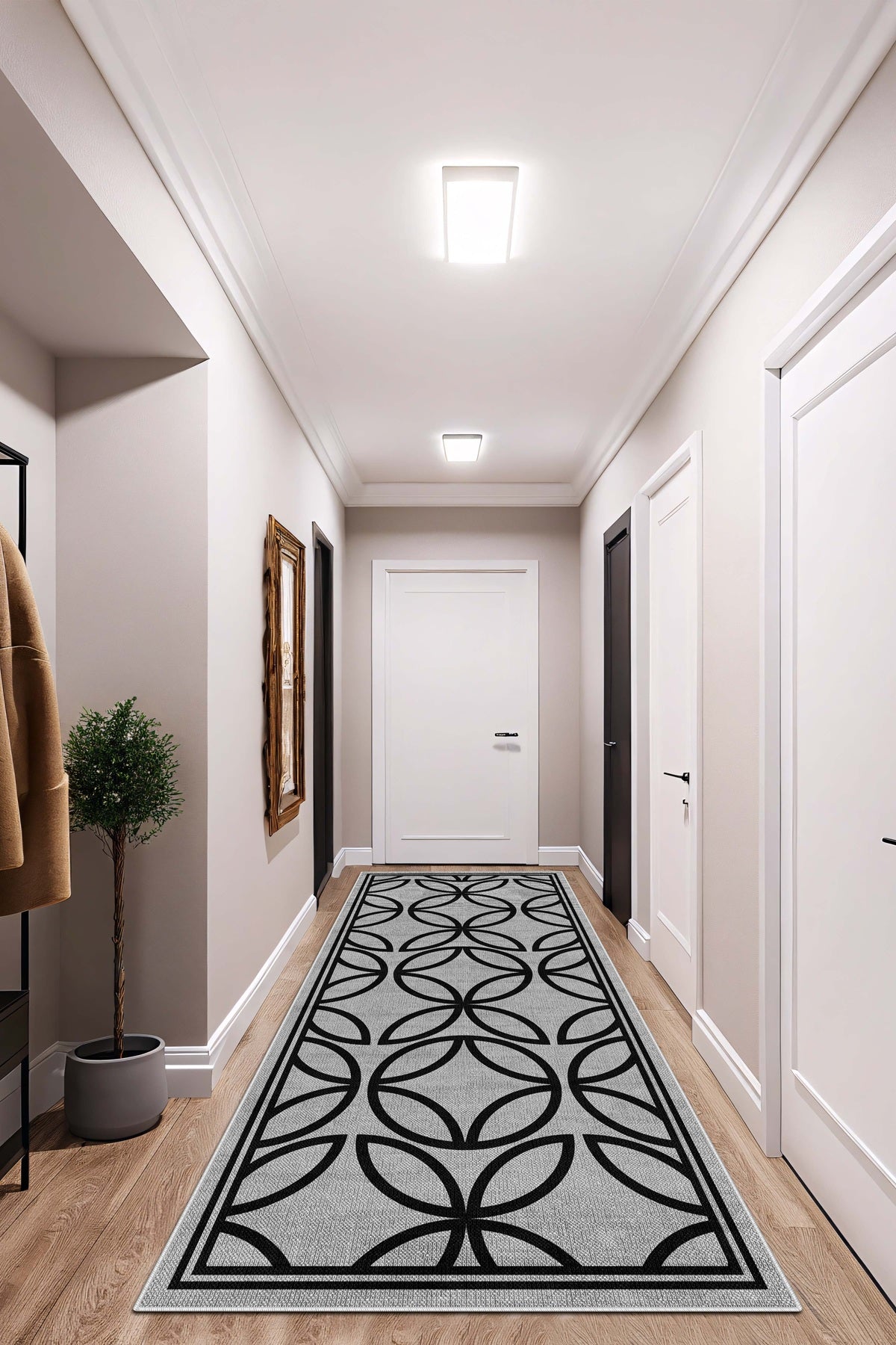 West Home Dijital Baskılı Yıkanabilir Kaymaz Taban Salon, Mutfak ve Yolluk Halısı-678 Grey