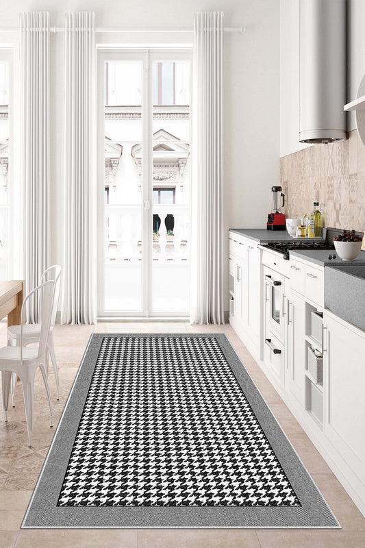 West Home Dijital Baskılı Yıkanabilir Kaymaz Taban Salon, Mutfak ve Yolluk Halısı-446 Grey