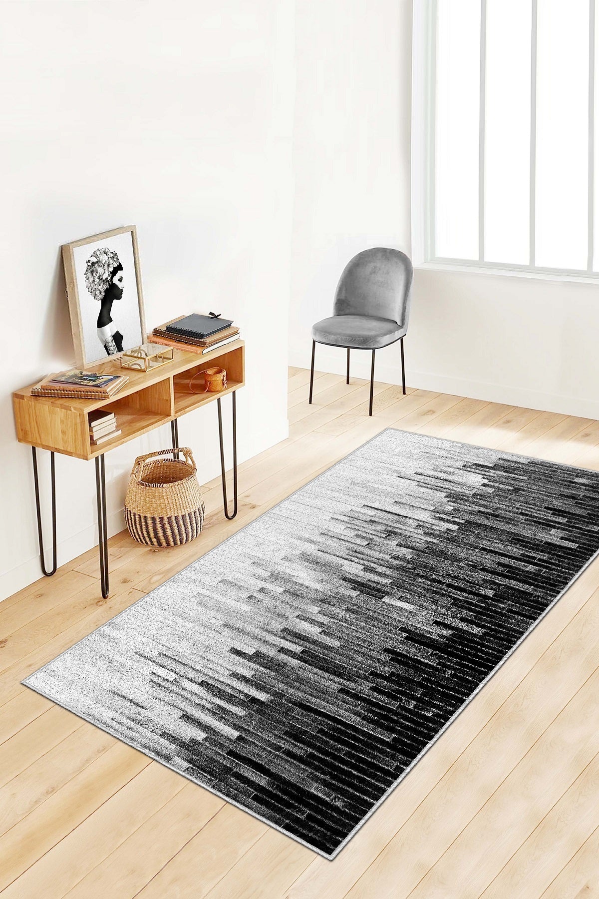 West Home Dijital Baskılı Yıkanabilir Kaymaz Taban Salon, Mutfak ve Yolluk Halısı-248 Grey