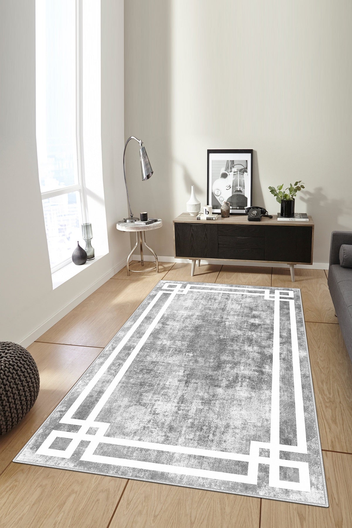 West Home Dijital Baskılı Yıkanabilir Kaymaz Taban Salon, Mutfak ve Yolluk Halısı-422 Grey