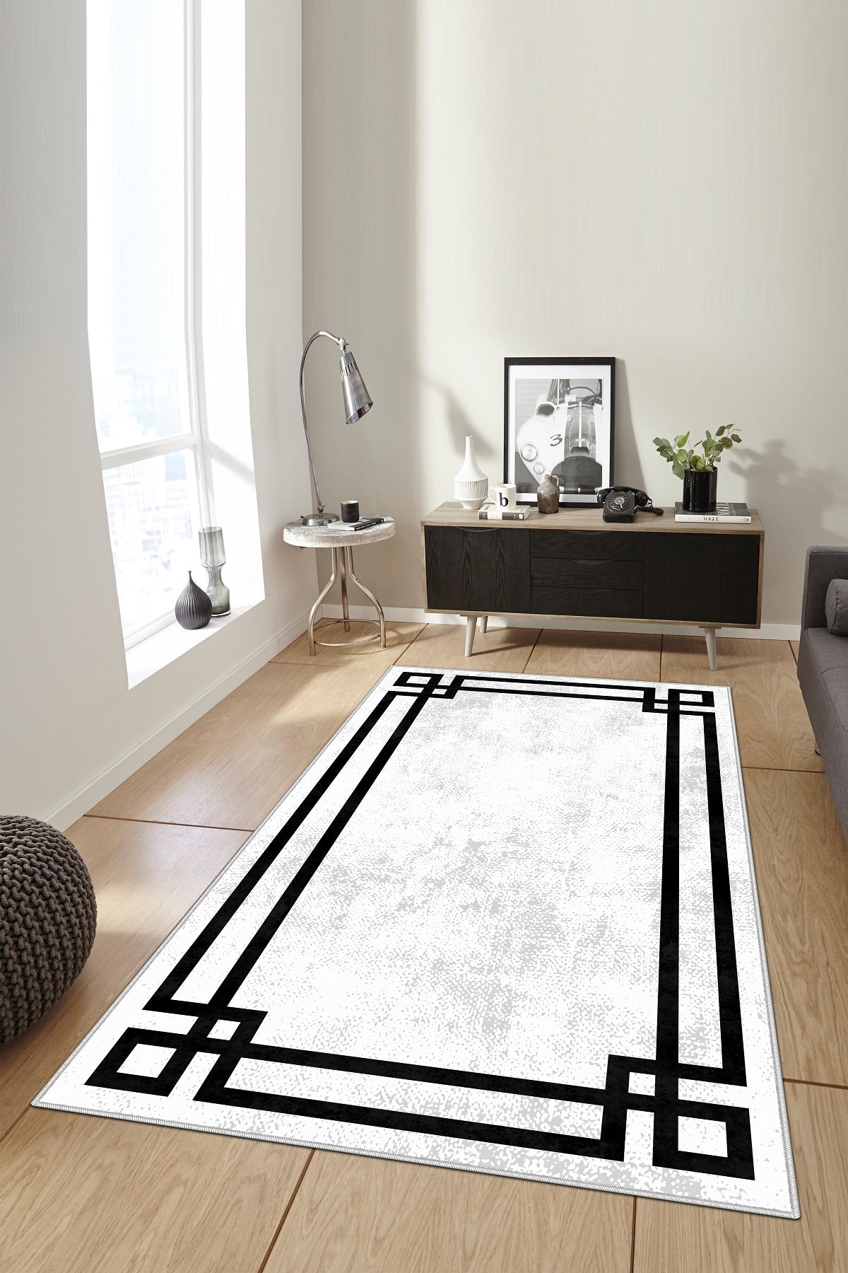 West Home Dijital Baskılı Yıkanabilir Kaymaz Taban Salon, Mutfak ve Yolluk Halısı-422 White