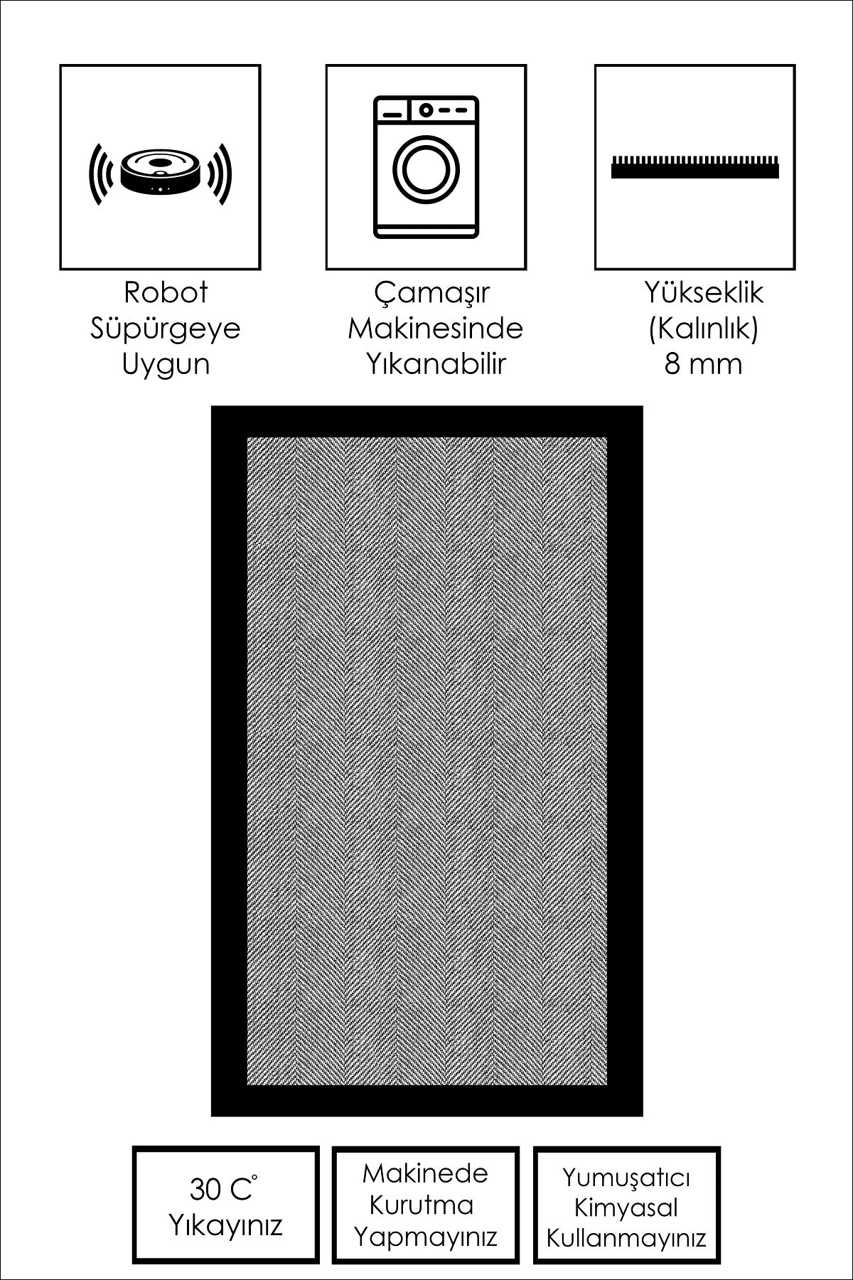 West Home Dijital Baskılı Yıkanabilir Kaymaz Taban Salon, Mutfak ve Yolluk Halısı-445 Grey