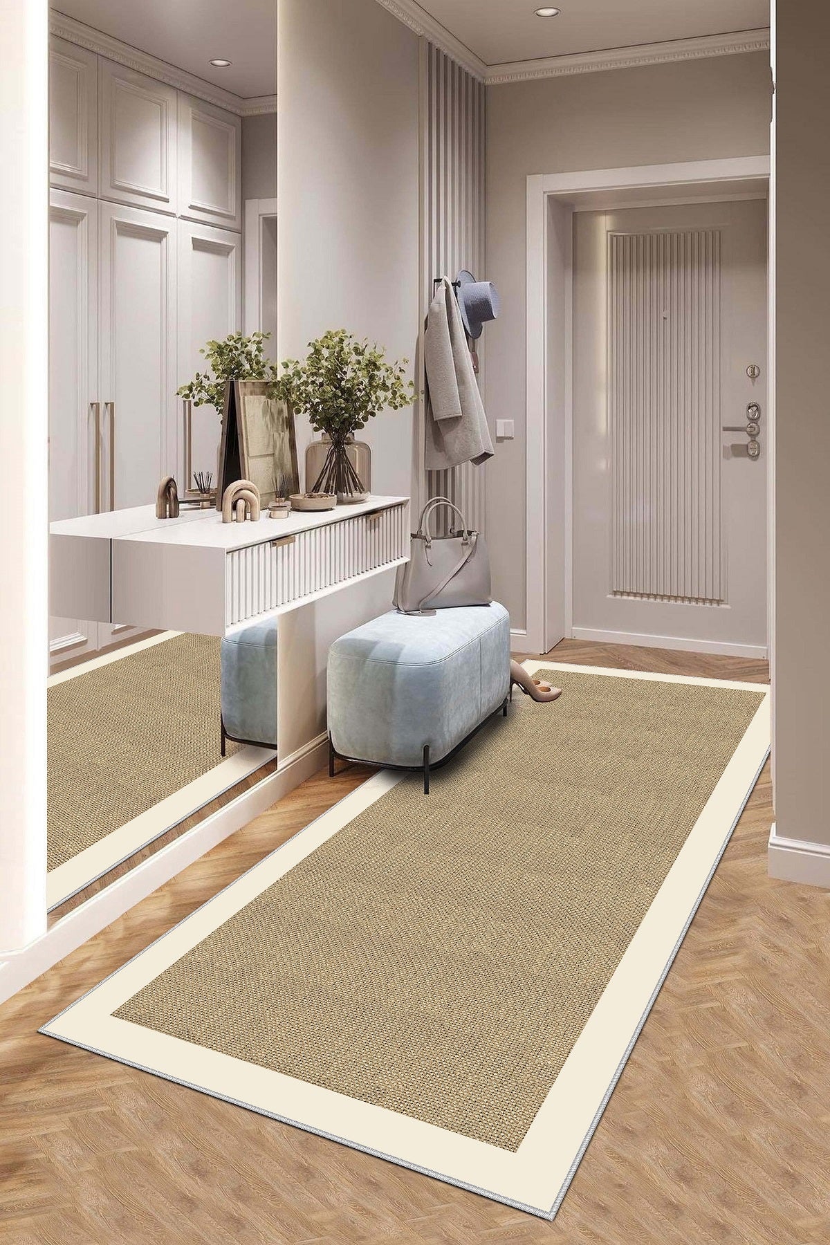 West Home Dijital Baskılı Yıkanabilir Kaymaz Taban Salon, Mutfak ve Yolluk Halısı-455 Beige