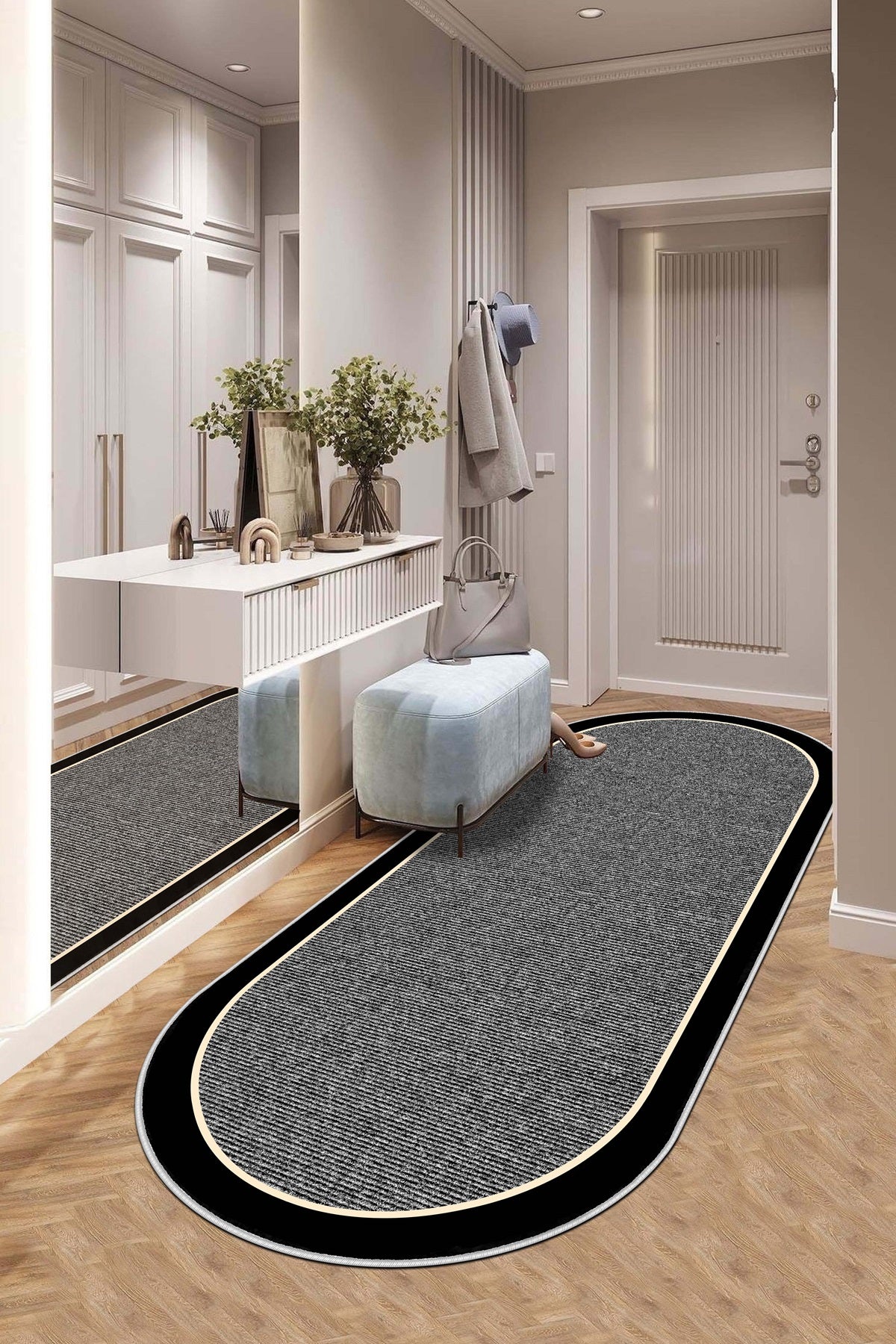 West Home Dijital Baskılı Yıkanabilir Kaymaz Taban Salon, Mutfak ve Yolluk Halısı-478 Grey