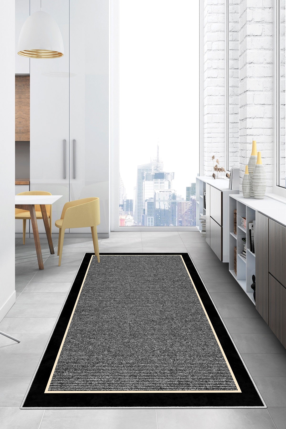 West Home Dijital Baskılı Yıkanabilir Kaymaz Taban Salon, Mutfak ve Yolluk Halısı-478 Grey