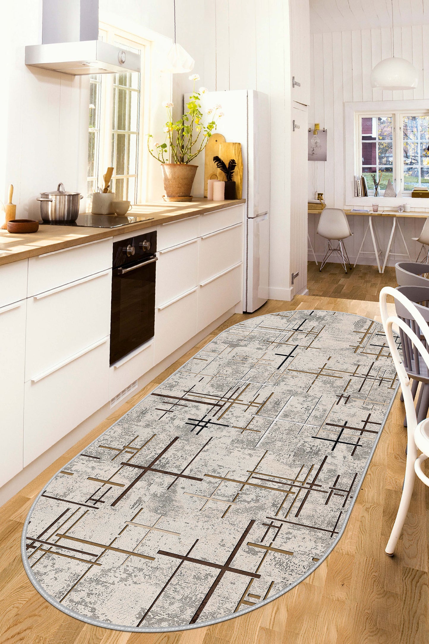 West Home Dijital Baskılı Yıkanabilir Kaymaz Taban Salon, Mutfak ve Yolluk Halısı-488 Beige