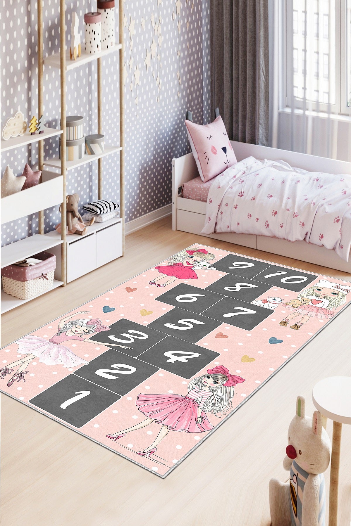 West Home Makinede Yıkanabilir, Çocuk Halısı-510 Rose