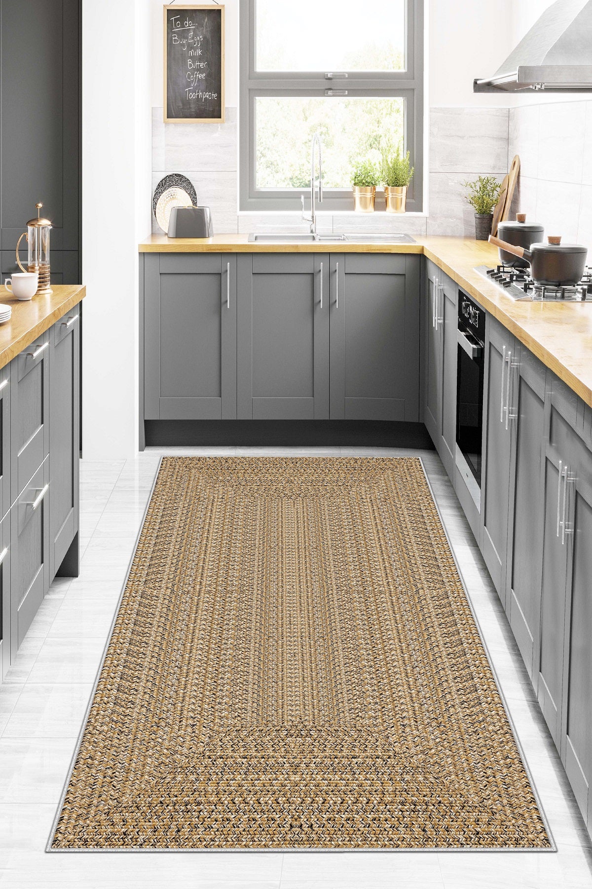 West Home Dijital Baskılı Yıkanabilir Kaymaz Taban Salon, Mutfak ve Yolluk Halısı-560 Beige