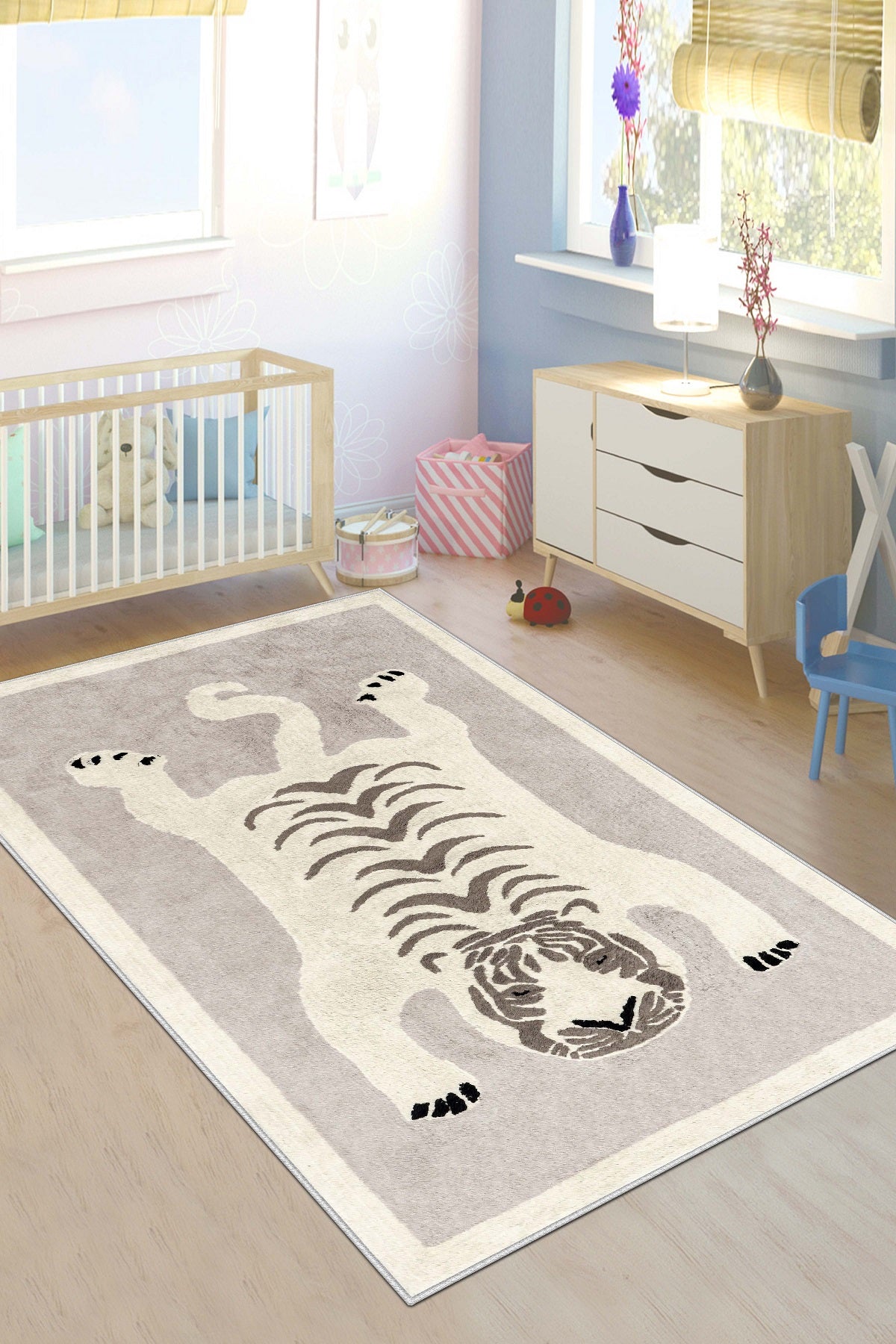 West Home Makinede Yıkanabilir, Çocuk Halısı-569 White