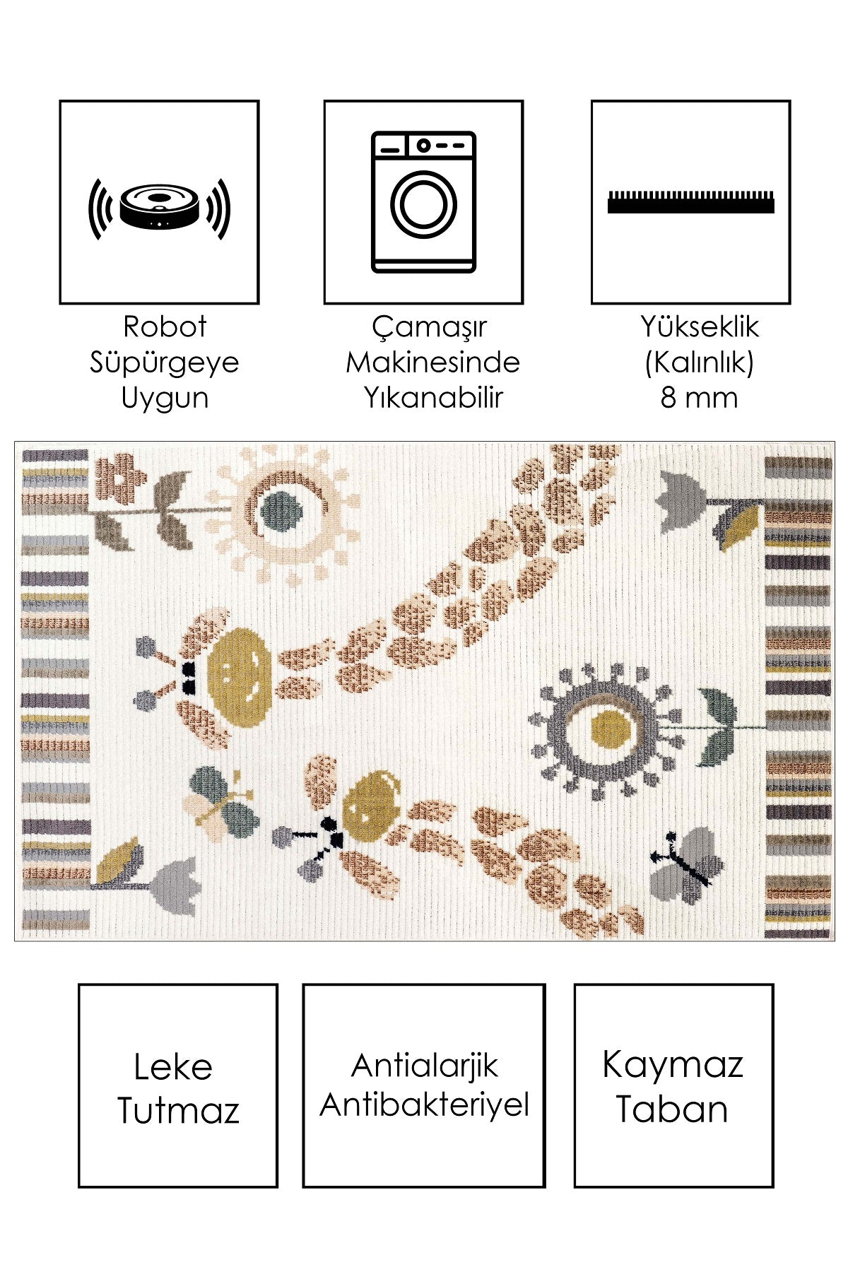 West Home Makinede Yıkanabilir, Çocuk Halısı-571 Beige