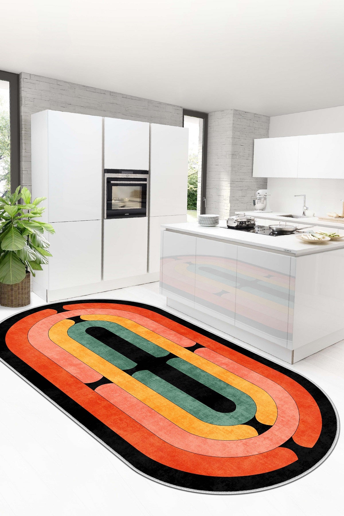 West Home Dijital Baskılı Yıkanabilir Kaymaz Taban Salon, Mutfak ve Yolluk Halısı-577 Multy