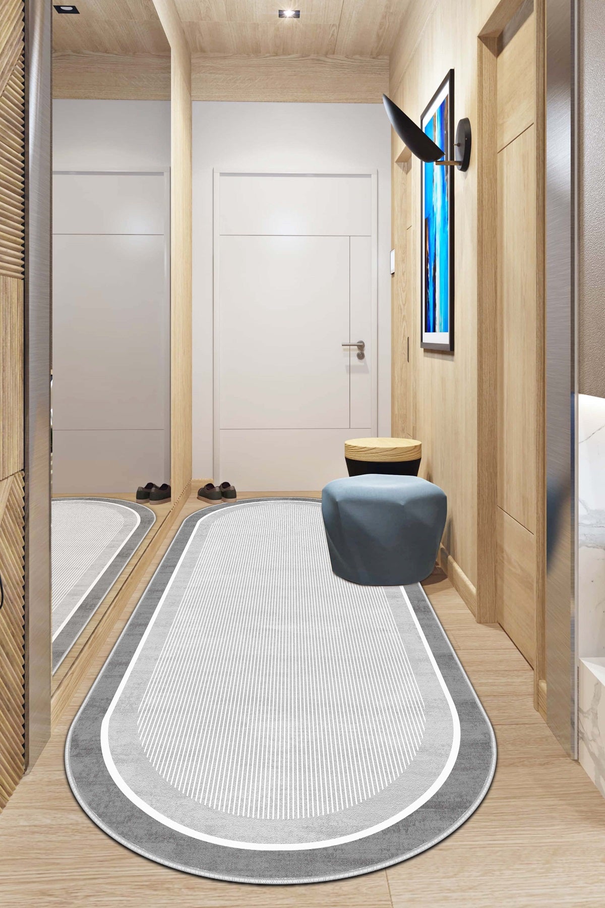 West Home Dijital Baskılı Yıkanabilir Kaymaz Taban Salon, Mutfak ve Yolluk Halısı-600 Grey