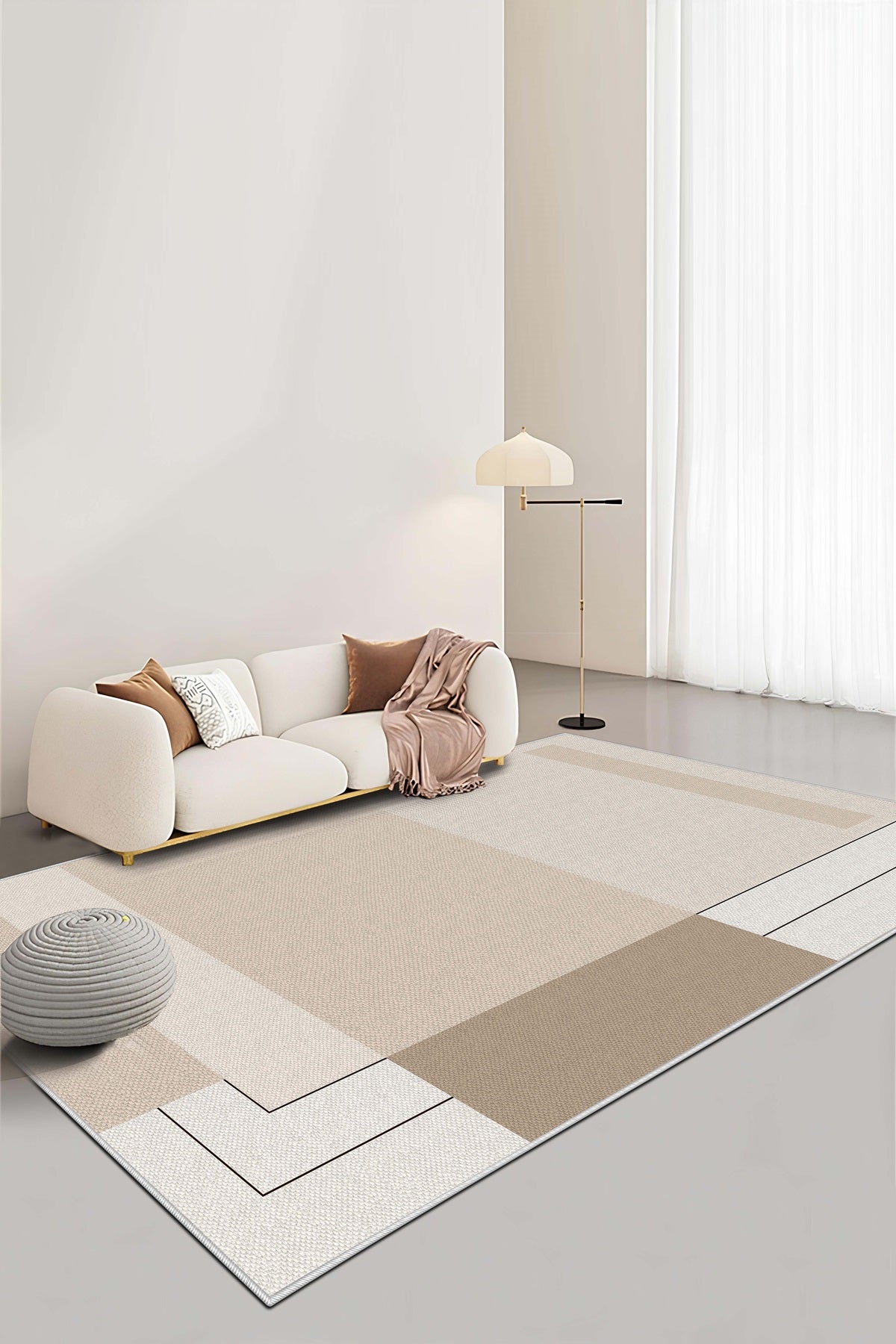 West Home Dijital Baskılı Yıkanabilir Kaymaz Taban Salon, Mutfak ve Yolluk Halısı-606 Beige
