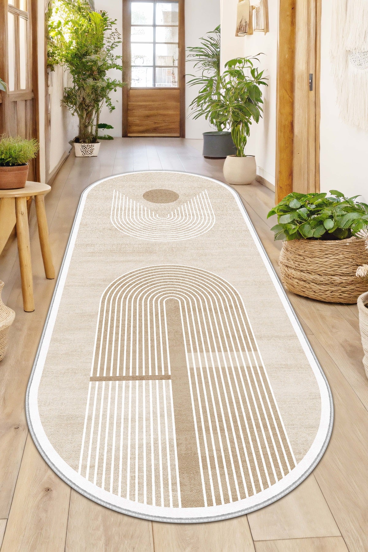 West Home Dijital Baskılı Yıkanabilir Kaymaz Taban Salon, Mutfak ve Yolluk Halısı-613 Beige