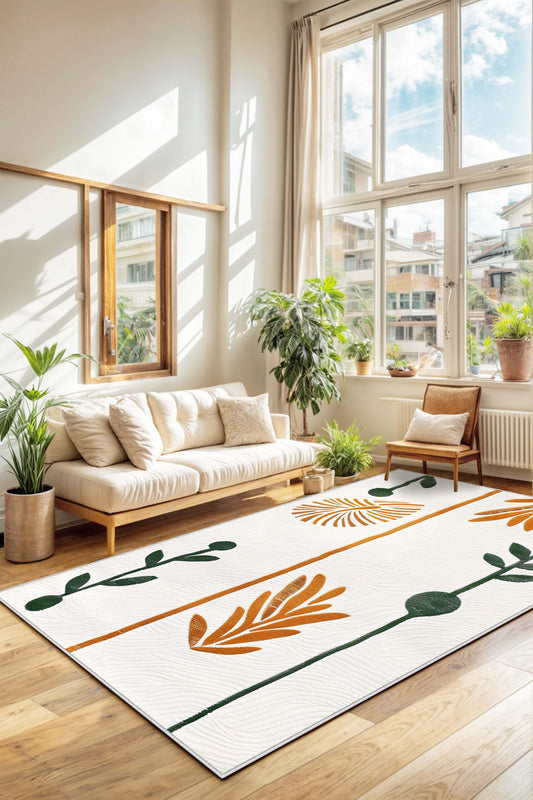 West Home Dijital Baskılı Yıkanabilir Kaymaz Taban Salon, Mutfak ve Yolluk Halısı-645 White