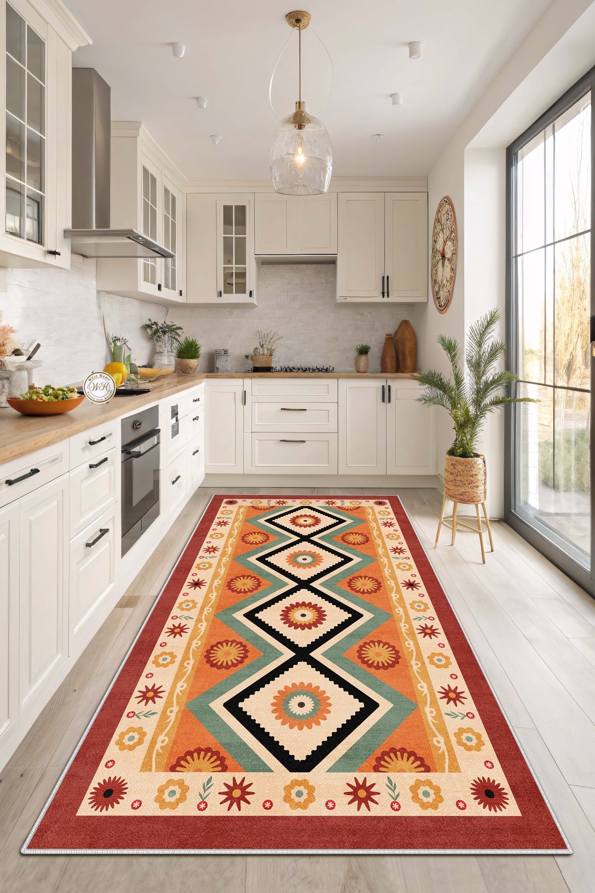 West Home Dijital Baskılı Yıkanabilir Kaymaz Taban Salon, Mutfak ve Yolluk Halısı-671 Multy