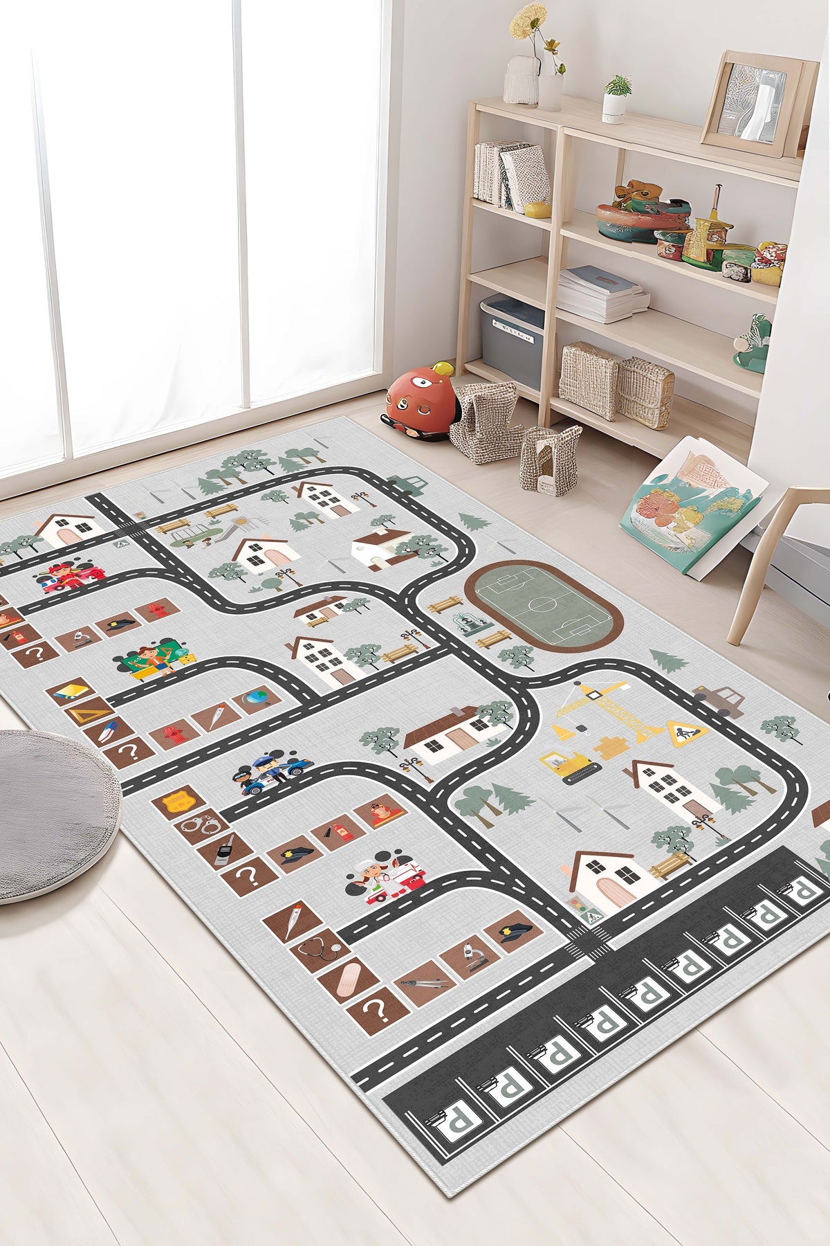 West Home Makinede Yıkanabilir, Çocuk Halısı-683 Grey