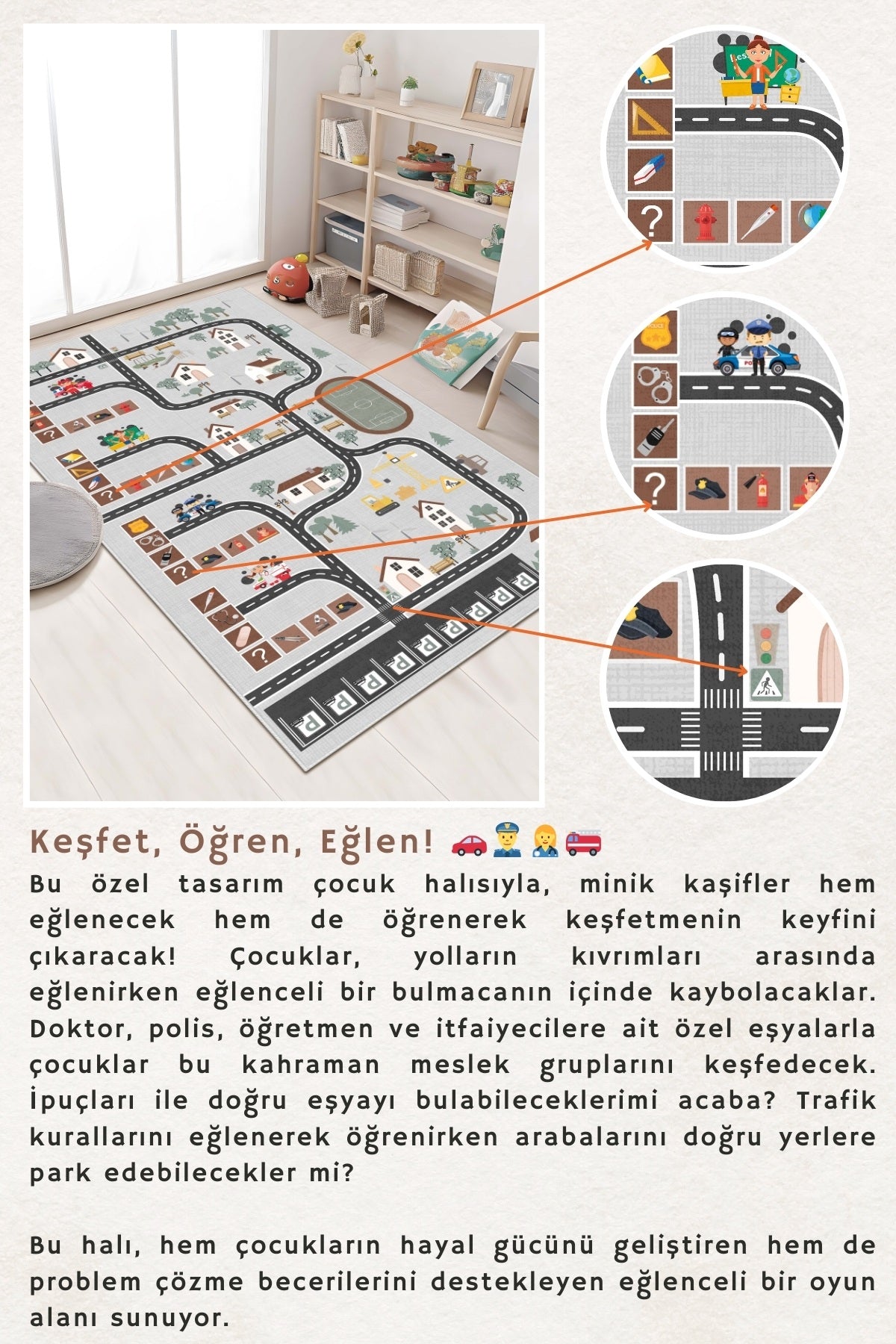 West Home Makinede Yıkanabilir, Çocuk Halısı-683 Grey