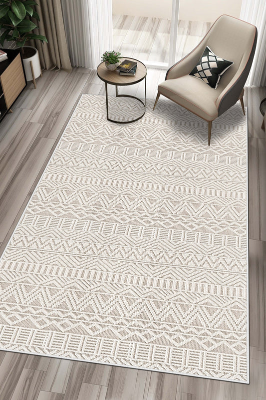 West Home Dijital Baskılı Yıkanabilir Kaymaz Taban Salon, Mutfak ve Yolluk Halısı-689 Beige