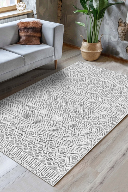 West Home Dijital Baskılı Yıkanabilir Kaymaz Taban Salon, Mutfak ve Yolluk Halısı-689 Grey