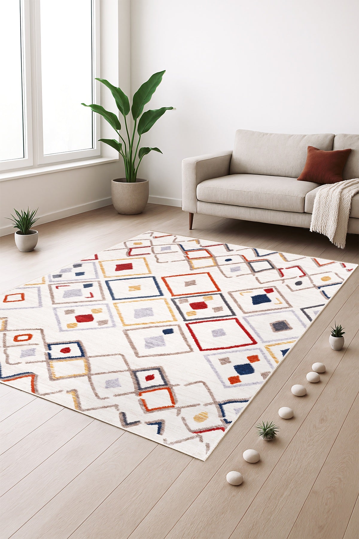 West Home Dijital Baskılı Yıkanabilir Kaymaz Taban Salon, Mutfak ve Yolluk Halısı-709 Multy
