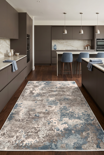 West Home Digital Print Washable Non-Slip Living Room, Kitchen and Hallway Rug - 245 Turquoise