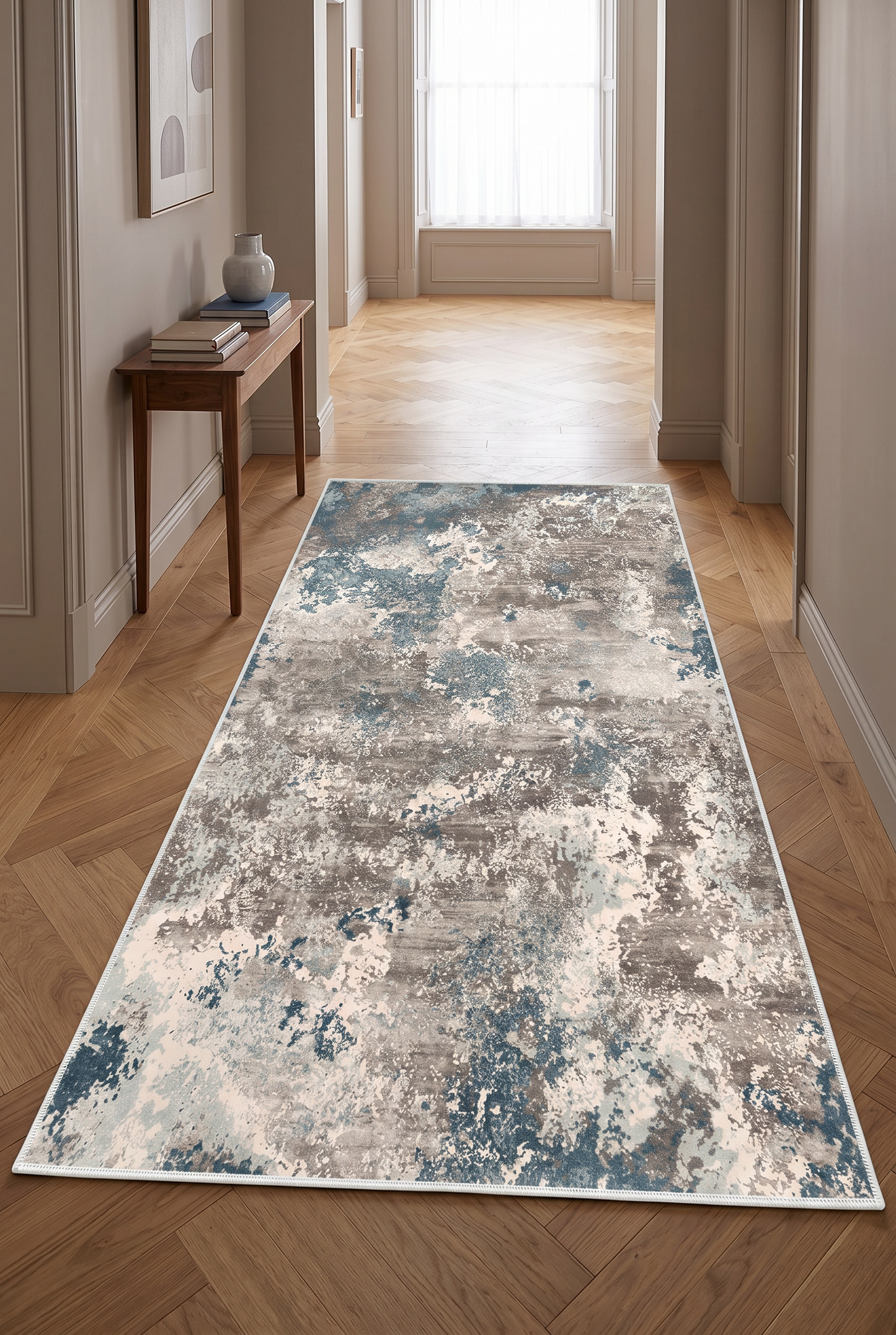 West Home Digital Print Washable Non-Slip Living Room, Kitchen and Hallway Rug - 245 Turquoise