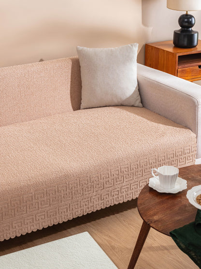 West Home Premium Kaymaz Koltuk Örtüsü Üç Kişilik Yıkanabilir Leke Tutmaz Bej Çekyat Şalı