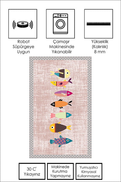 West Home Dijital Baskılı Yıkanabilir Kaymaz Taban Mutfak Halısı-342 Rose