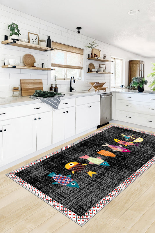 West Home Dijital Baskılı Yıkanabilir Kaymaz Taban Mutfak Halısı-342 Multy