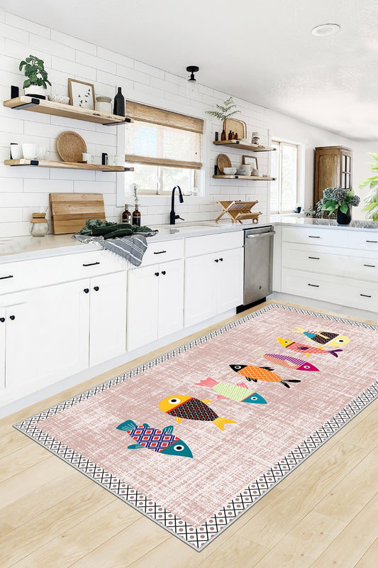 West Home Dijital Baskılı Yıkanabilir Kaymaz Taban Mutfak Halısı-342 Rose