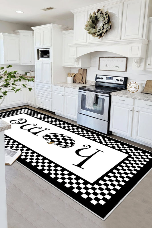 West Home Dijital Baskılı Yıkanabilir Kaymaz Taban Mutfak Halısı-358 Black