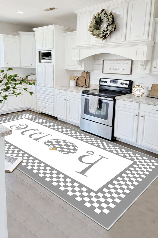 West Home Dijital Baskılı Yıkanabilir Kaymaz Taban Mutfak Halısı-358 Grey