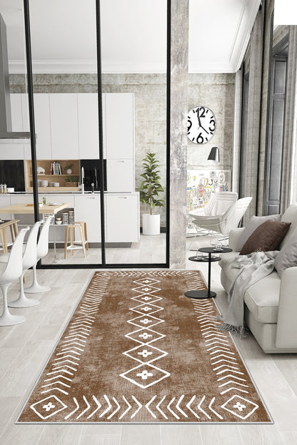 West Home Dijital Baskılı Yıkanabilir Kaymaz Taban Salon, Mutfak ve Yolluk Halısı-375 Sand