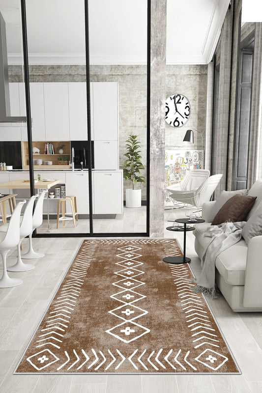 West Home Dijital Baskılı Yıkanabilir Kaymaz Taban Salon, Mutfak ve Yolluk Halısı-375 Sand