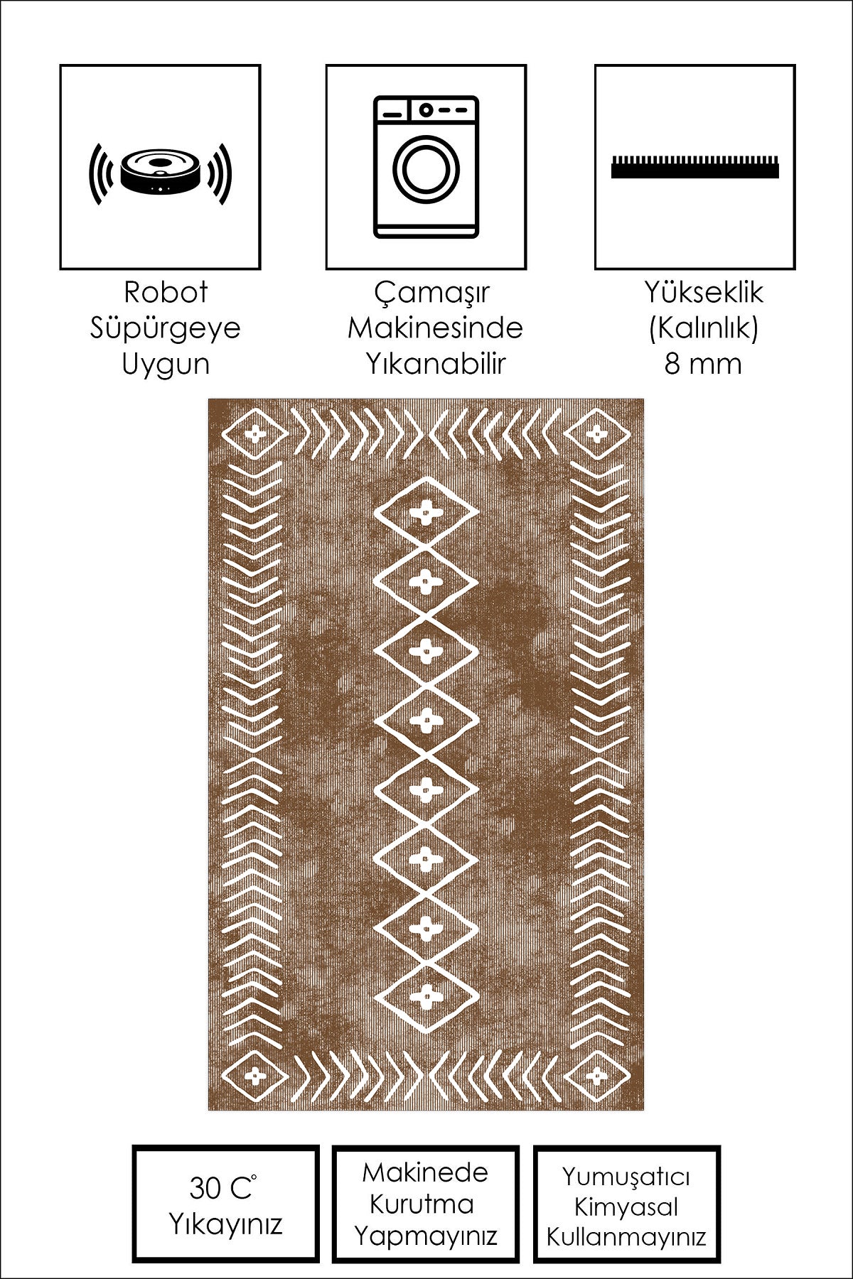 West Home Dijital Baskılı Yıkanabilir Kaymaz Taban Salon, Mutfak ve Yolluk Halısı-375 Sand