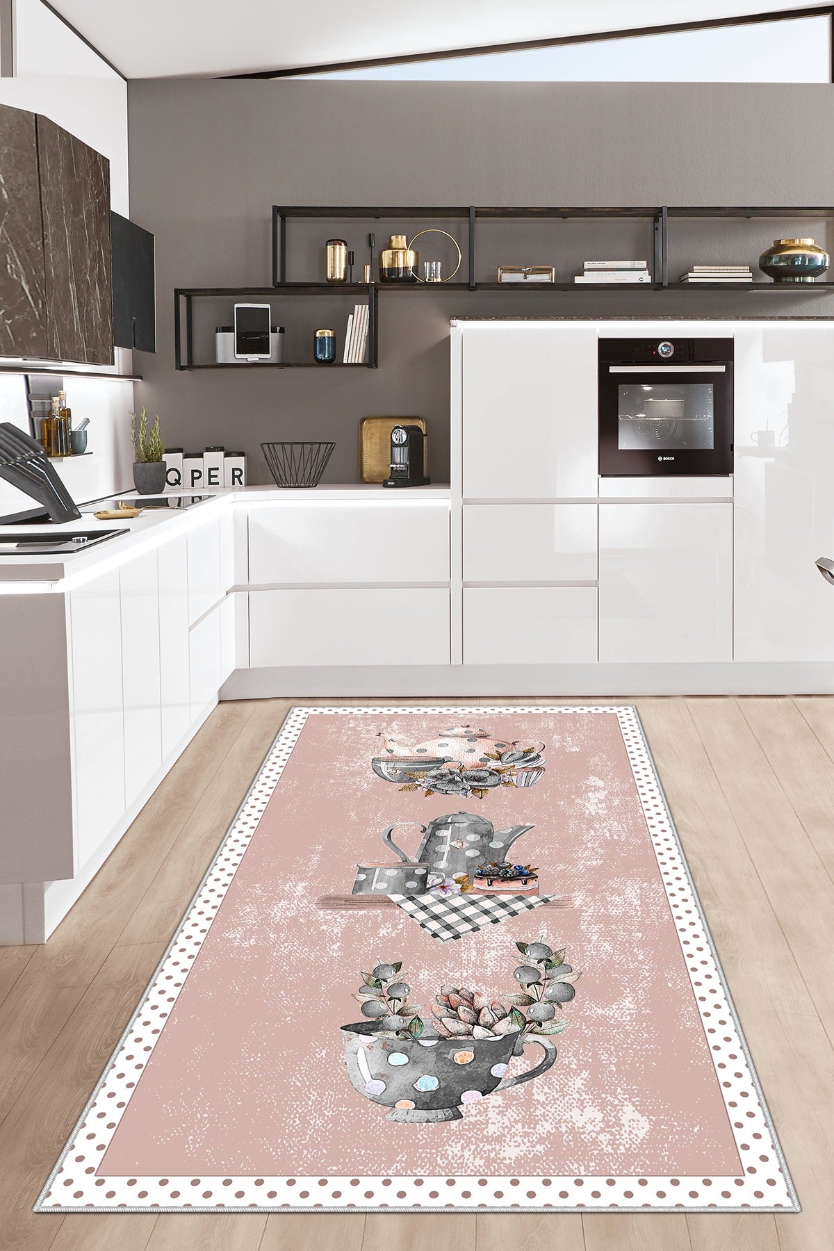 West Home Dijital Baskılı Yıkanabilir Kaymaz Taban Mutfak Halısı-391 Rose