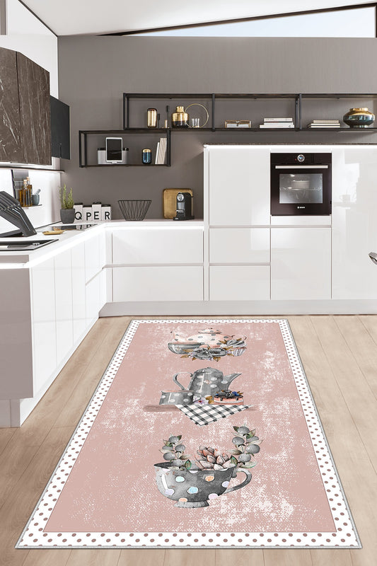 West Home Dijital Baskılı Yıkanabilir Kaymaz Taban Mutfak Halısı-391 Rose