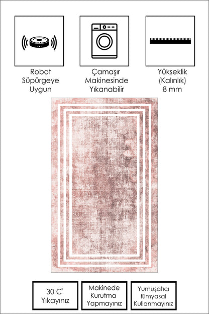 West Home Dijital Baskılı Yıkanabilir Kaymaz Taban Salon, Mutfak ve Yolluk Halısı-413 Rose