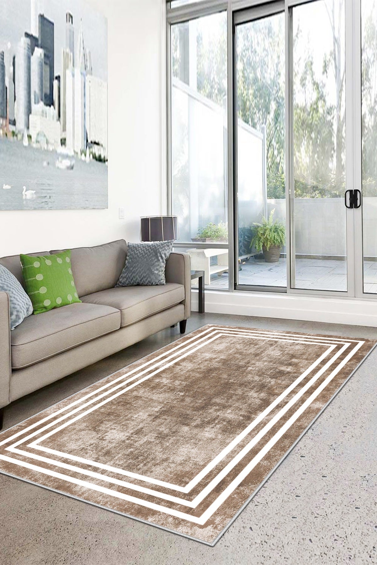 West Home Dijital Baskılı Yıkanabilir Kaymaz Taban Salon, Mutfak ve Yolluk Halısı-413 Sand