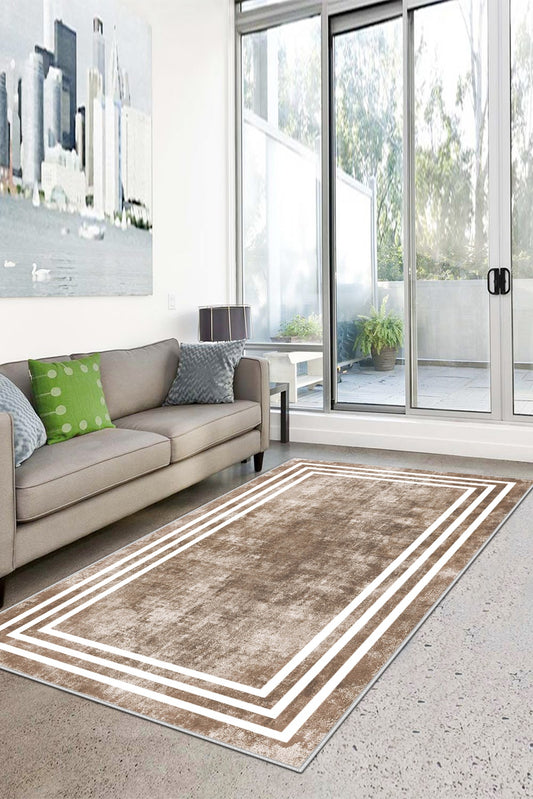 West Home Dijital Baskılı Yıkanabilir Kaymaz Taban Salon, Mutfak ve Yolluk Halısı-413 Sand