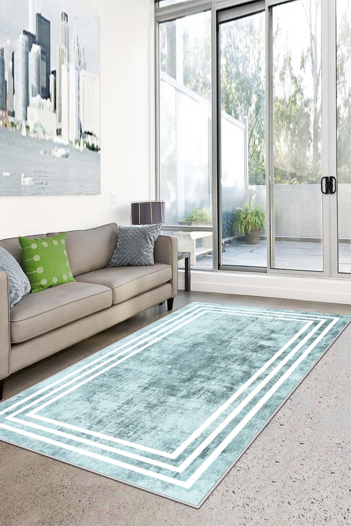 West Home Dijital Baskılı Yıkanabilir Kaymaz Taban Salon, Mutfak ve Yolluk Halısı-413 Turquoise