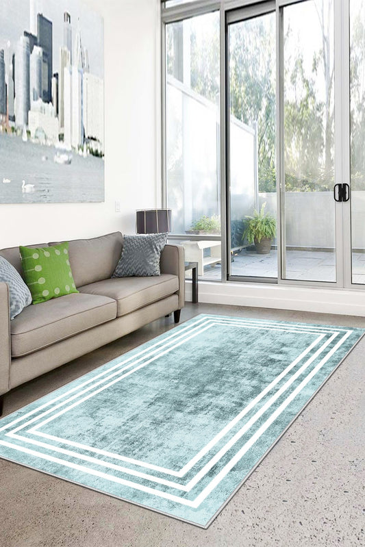 West Home Dijital Baskılı Yıkanabilir Kaymaz Taban Salon, Mutfak ve Yolluk Halısı-413 Turquoise