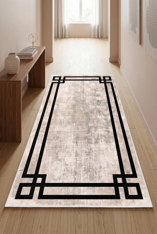 West Home Dijital Baskılı Yıkanabilir Kaymaz Taban Salon, Mutfak ve Yolluk Halısı-422 Beige