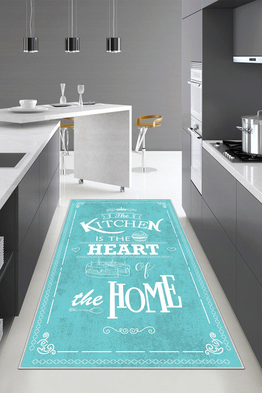 West Home Dijital Baskılı Yıkanabilir Kaymaz Taban Mutfak Halısı-424 Turquoise