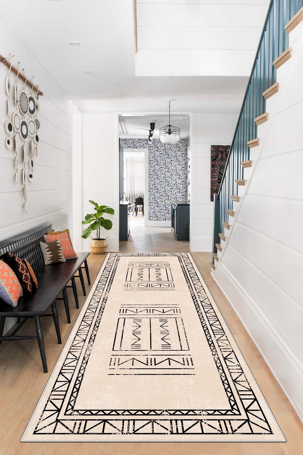 West Home Dijital Baskılı Yıkanabilir Kaymaz Taban Salon, Mutfak ve Yolluk Halısı-435 Beige